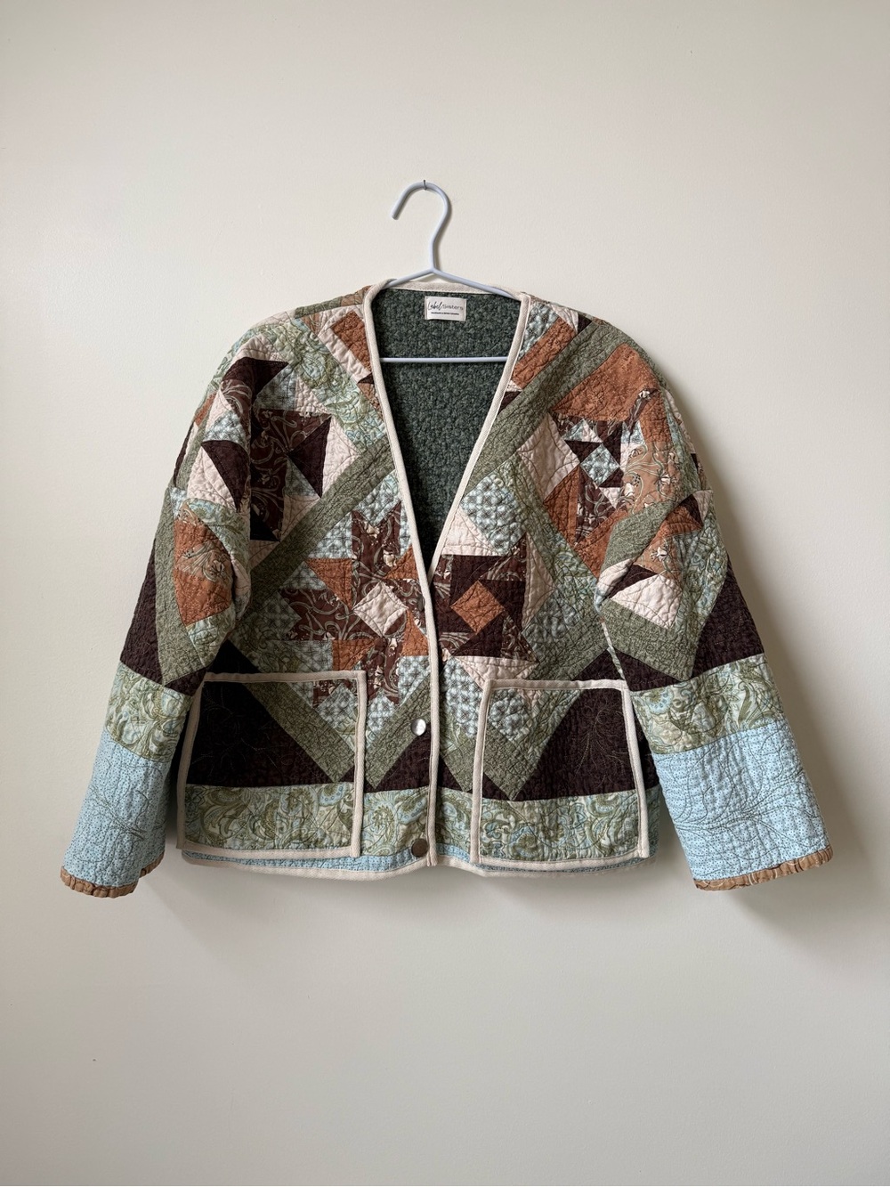 ⭐️ 9. Quilted jacket SHORT -dusty blue- upcycled handmade vintage